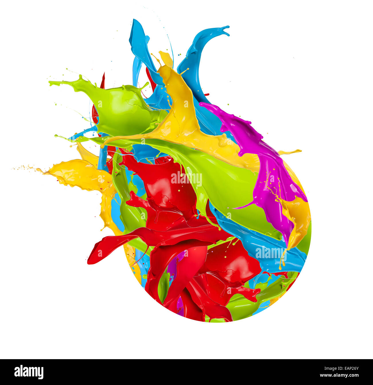 Colored splashes design icon, isolated on white background Stock Photo