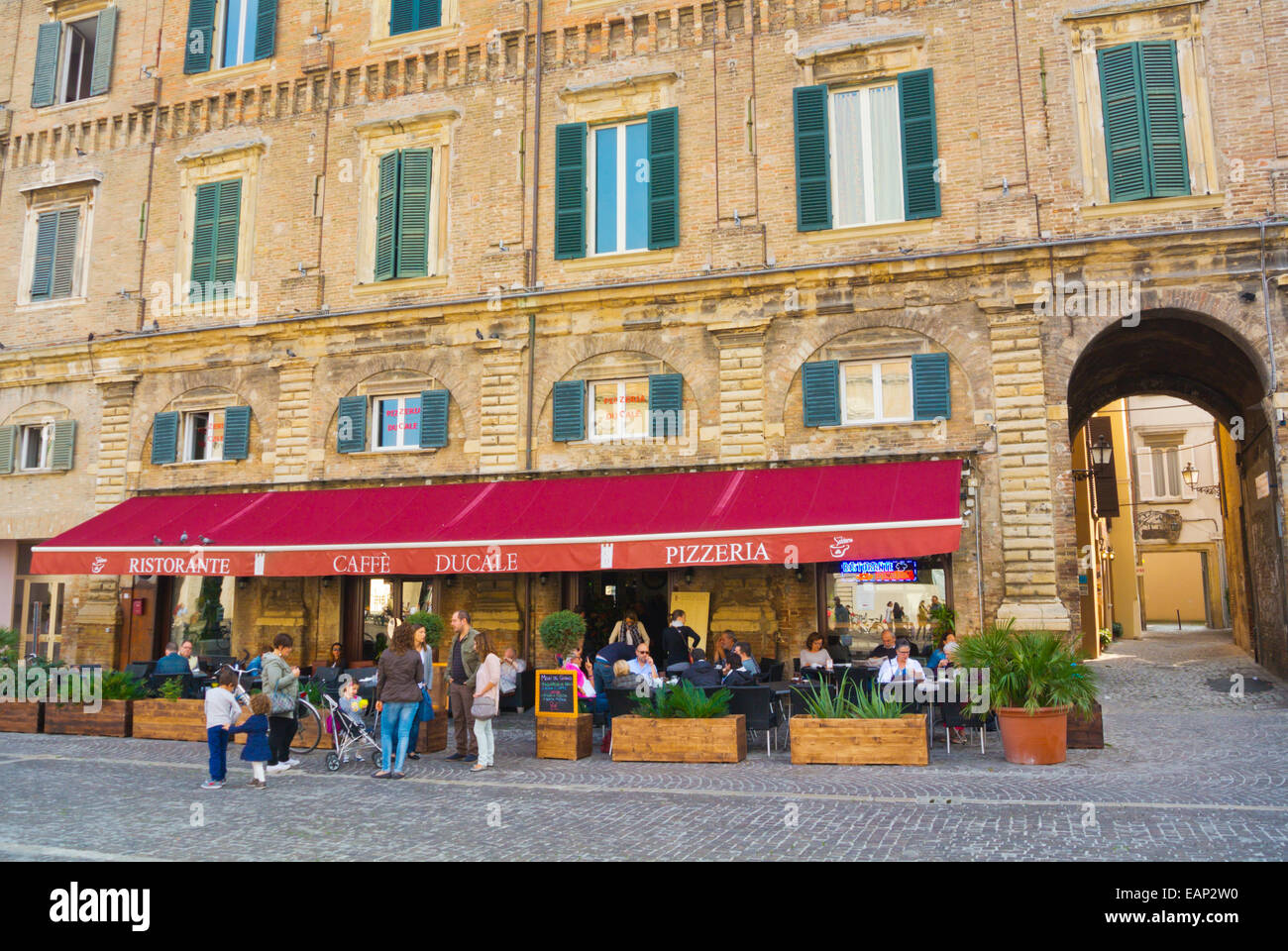 Caffe Ducale, Piazza del Popolo, centro storico, Pesaro, Marche region, Italy Stock Photo
