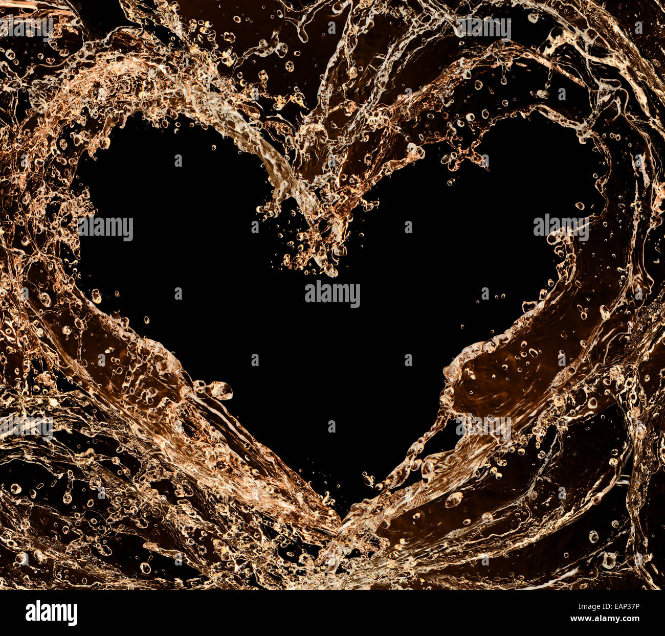 Water splash heart isolated on black background Stock Photo - Alamy