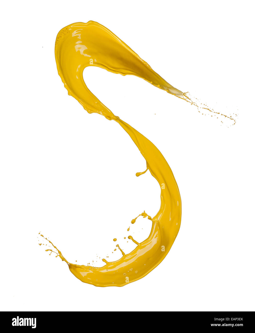 Yellow paint splash, isolated on white background Stock Photo