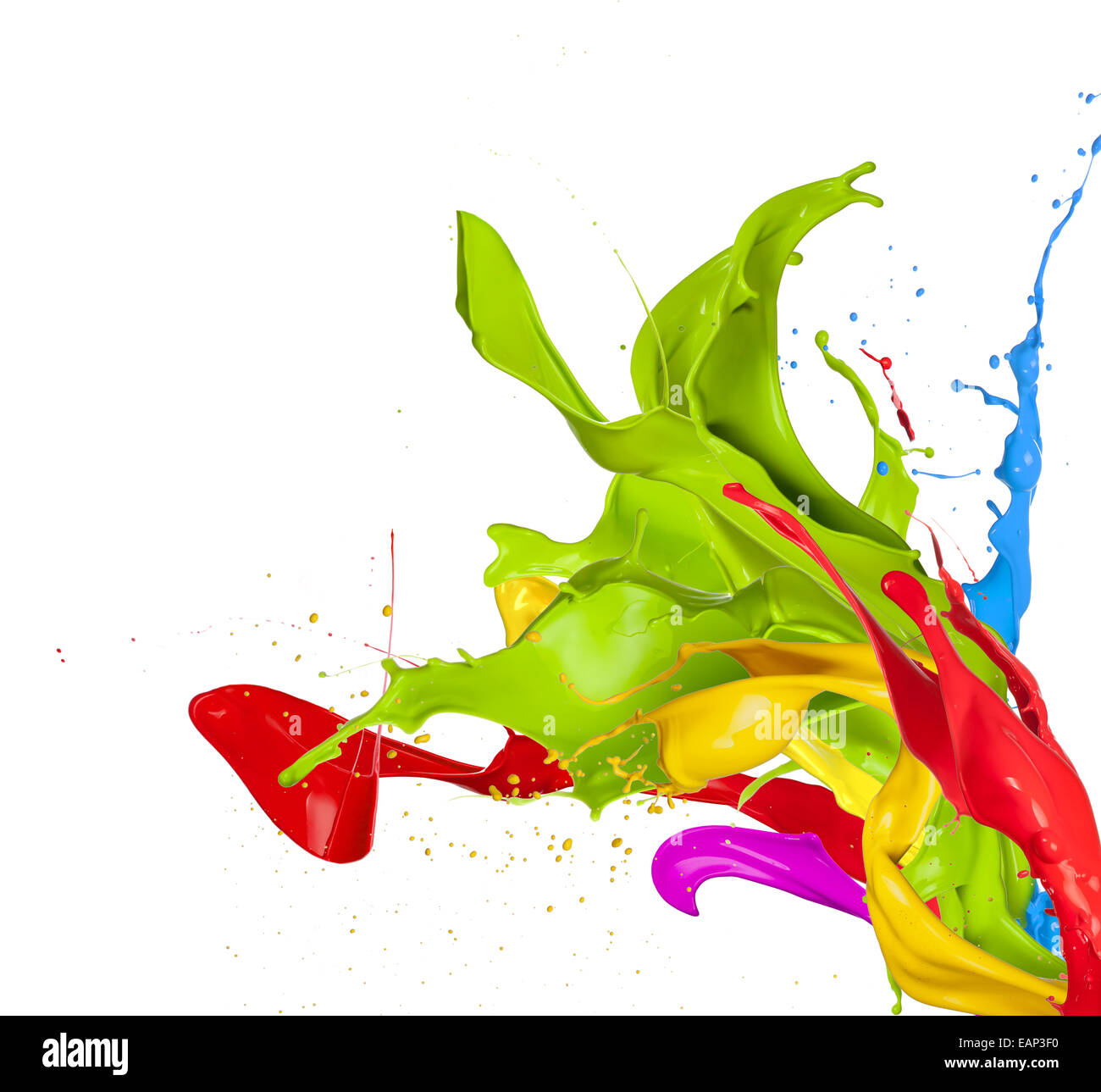 Colored splashes in abstract shape, isolated on white background Stock ...