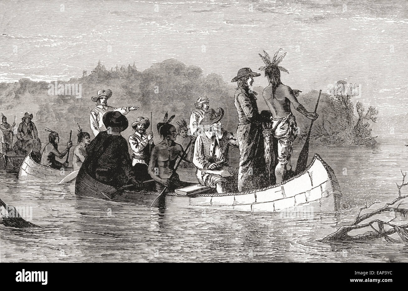The Joliet-Marquette expedition discover the Mississippi in 1673. Louis Jolliet aka Louis Joliet, 1645 – last seen May 1700.