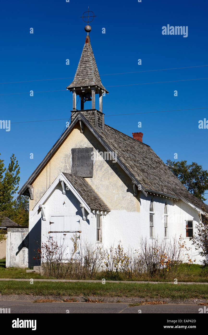 old disused abandoned small rural church bengough Saskatchewan Canada Stock Photo