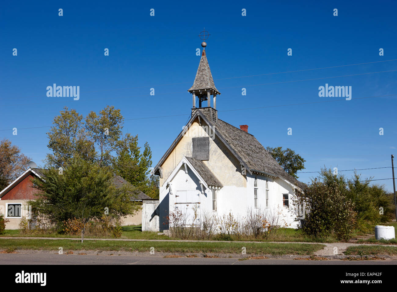 old disused abandoned small rural church bengough Saskatchewan Canada