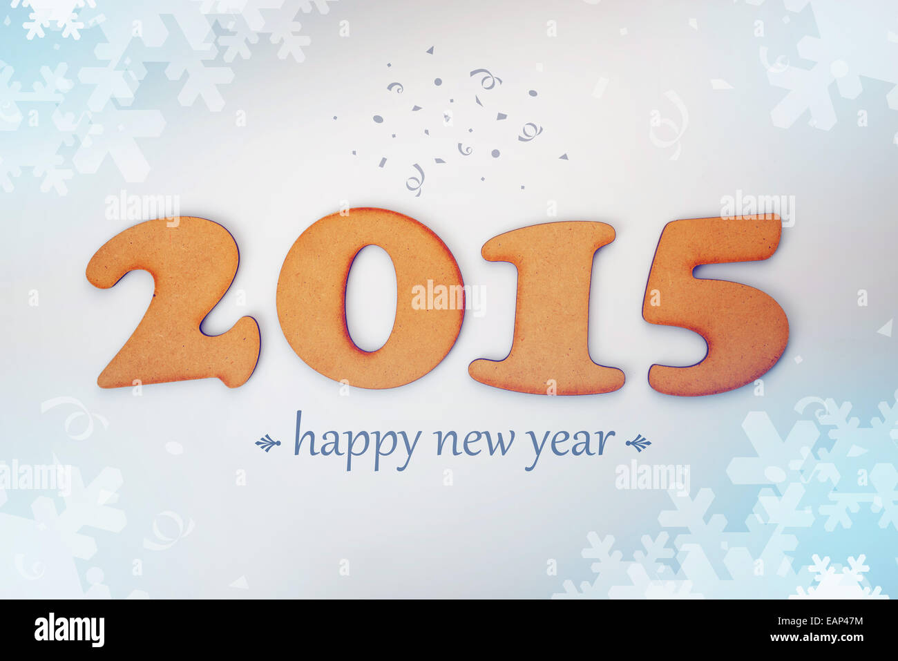Happy New 2015 Year, conceptual background with wooden figures. Stock Photo