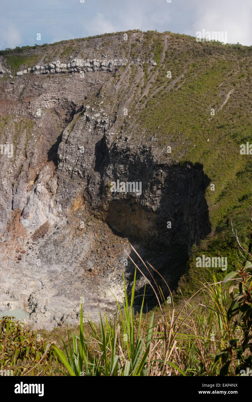 The crater of Mount Mahawu volcano in Tomohon, North Sulawesi, Indonesia. Stock Photo