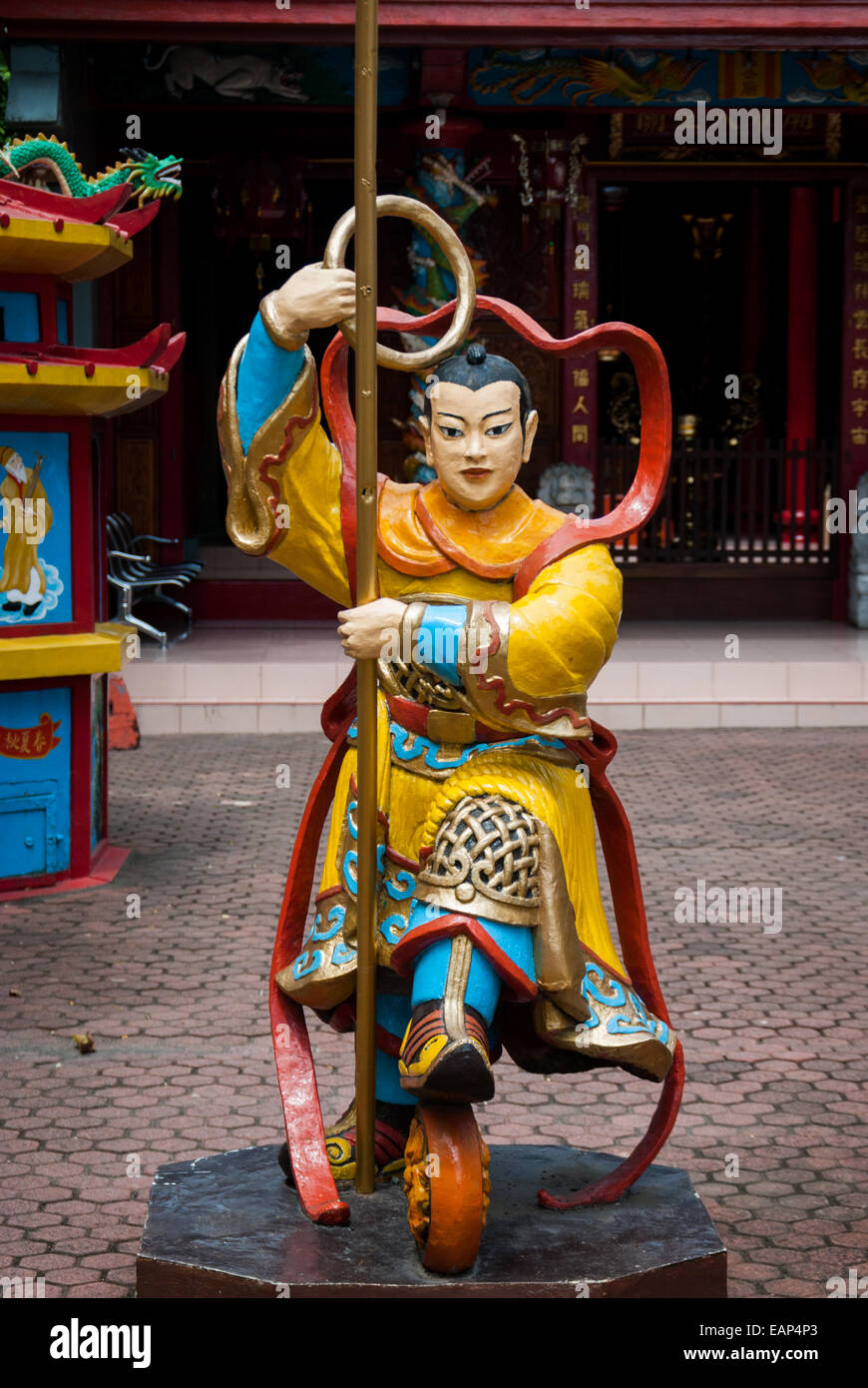 A warrior sculpture at Kwan Kong temple in Manado, North Sulawesi, Indonesia. Stock Photo