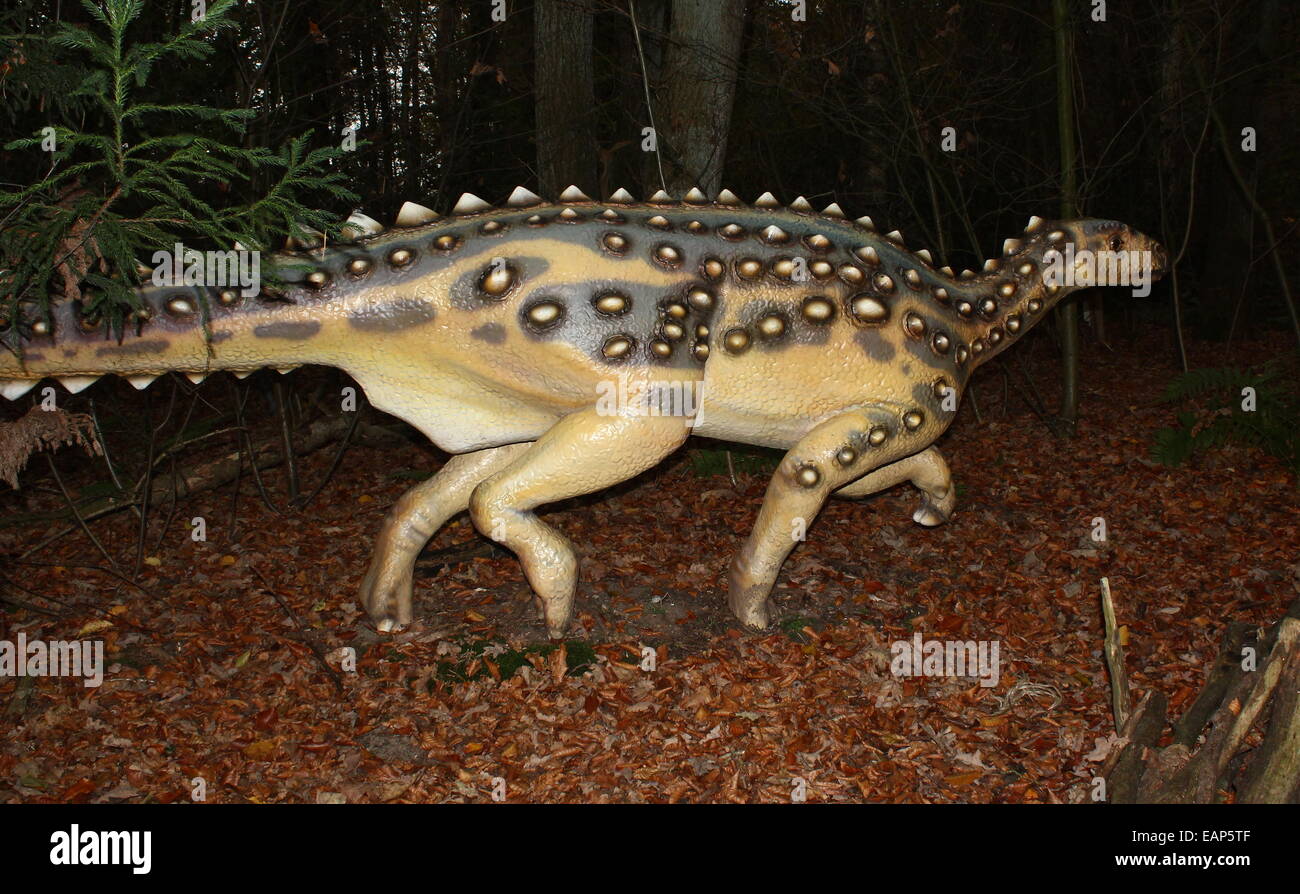 Model of a Jurassic era  Scelidodaurus.  Full-size and lifelike dino statue at  Dinopark Amersfoort Zoo, The Netherlands Stock Photo