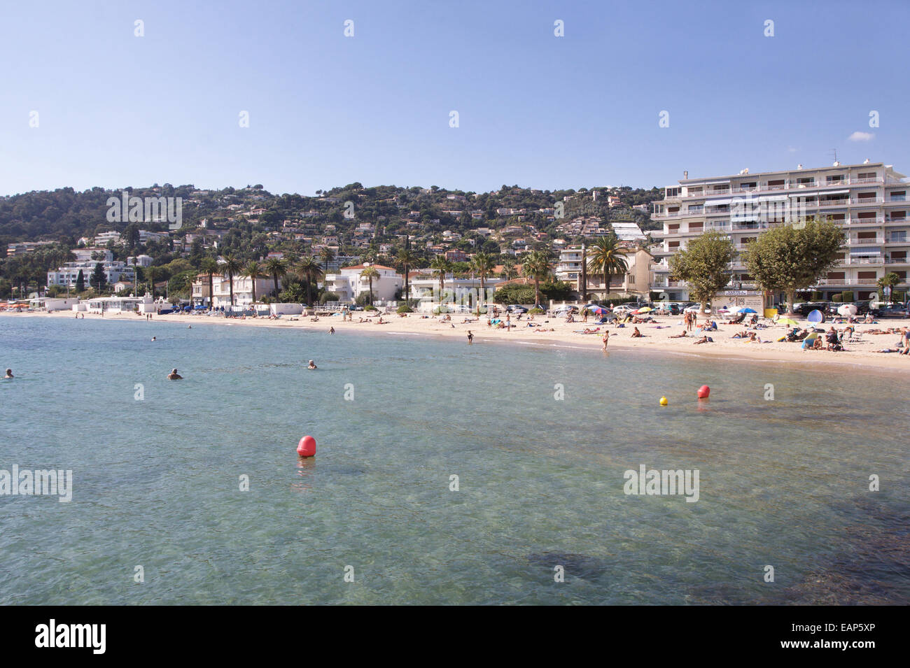 The beach at Golf Juan in the south of France Stock Photo