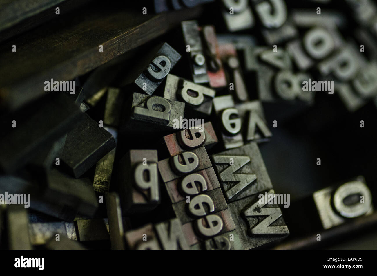 Serif lead type at letterpress London, England, UK Stock