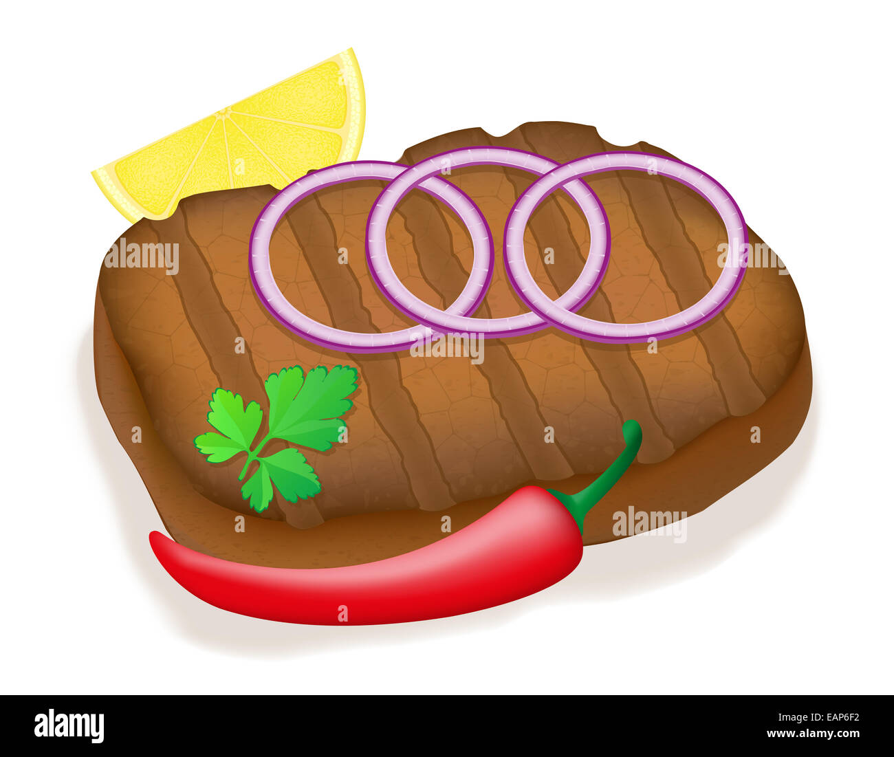 grilled steak with vegetables illustration isolated on white background ...