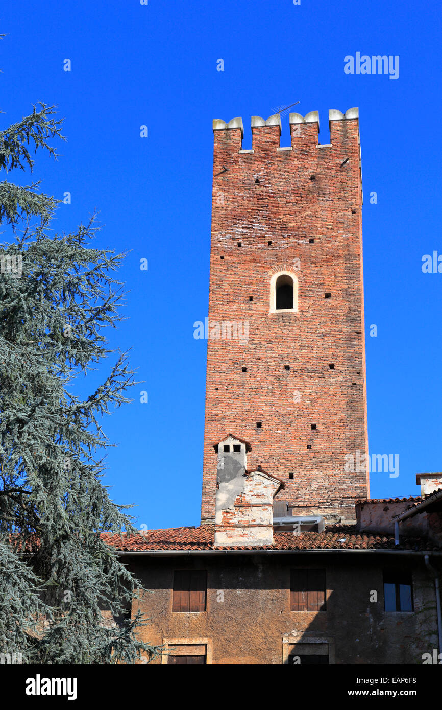 The Tower of the Olympic Theatre, Teatro Olimpico in Vicenza, Italy, Veneto. Stock Photo