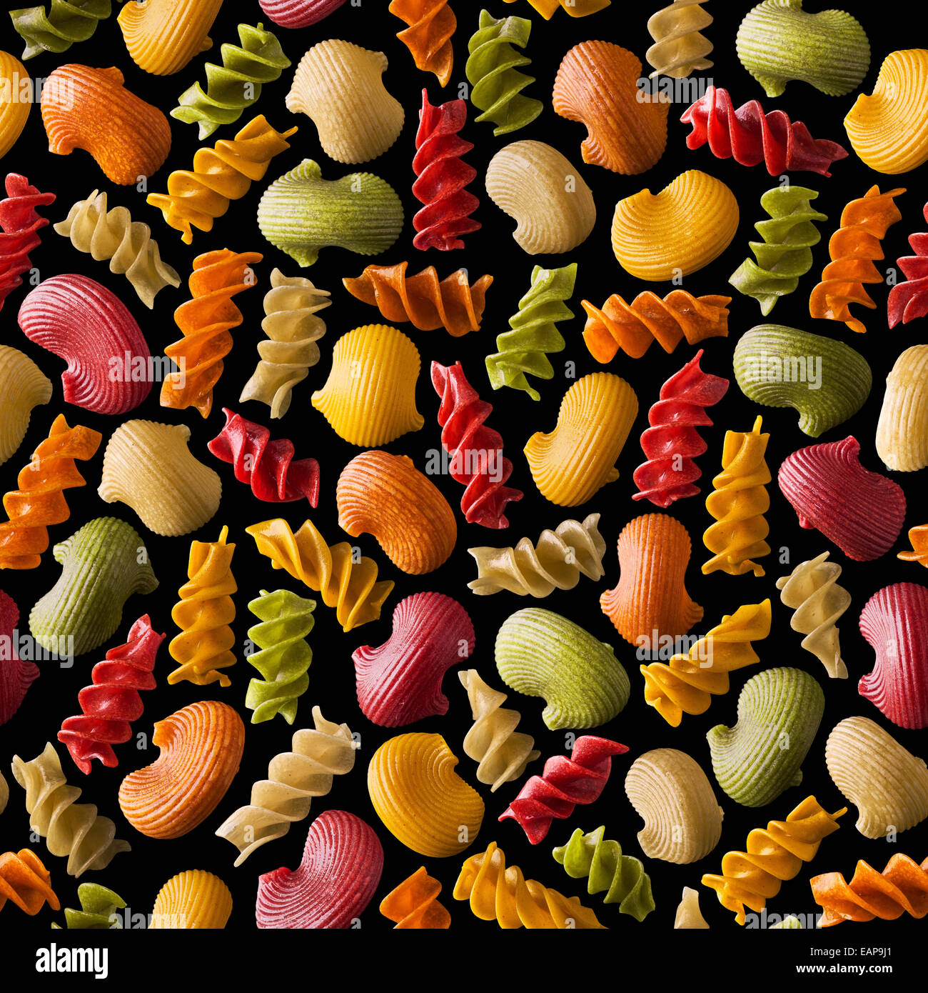 seamless texture with colorful pasta Stock Photo