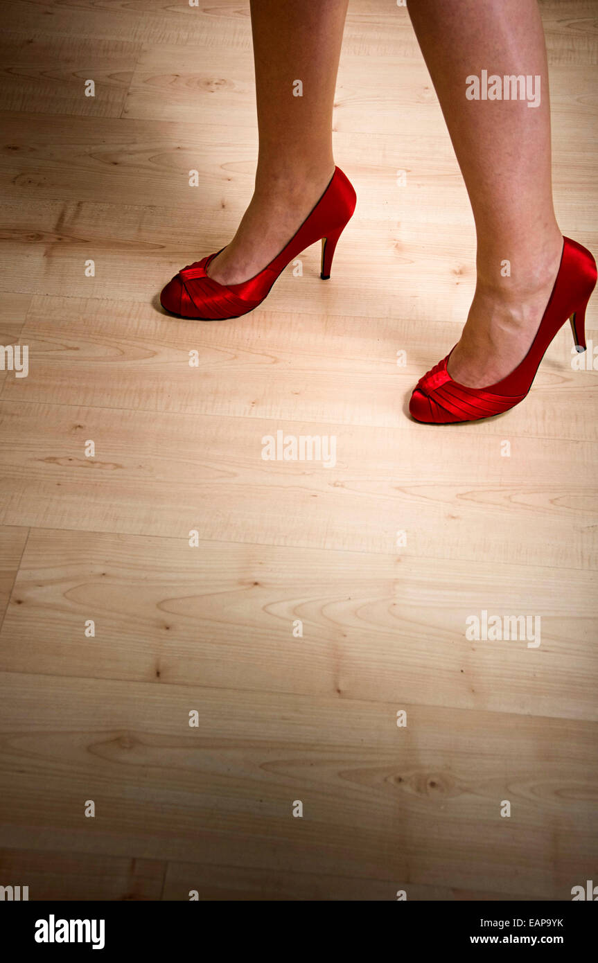 woman in red shoes Stock Photo