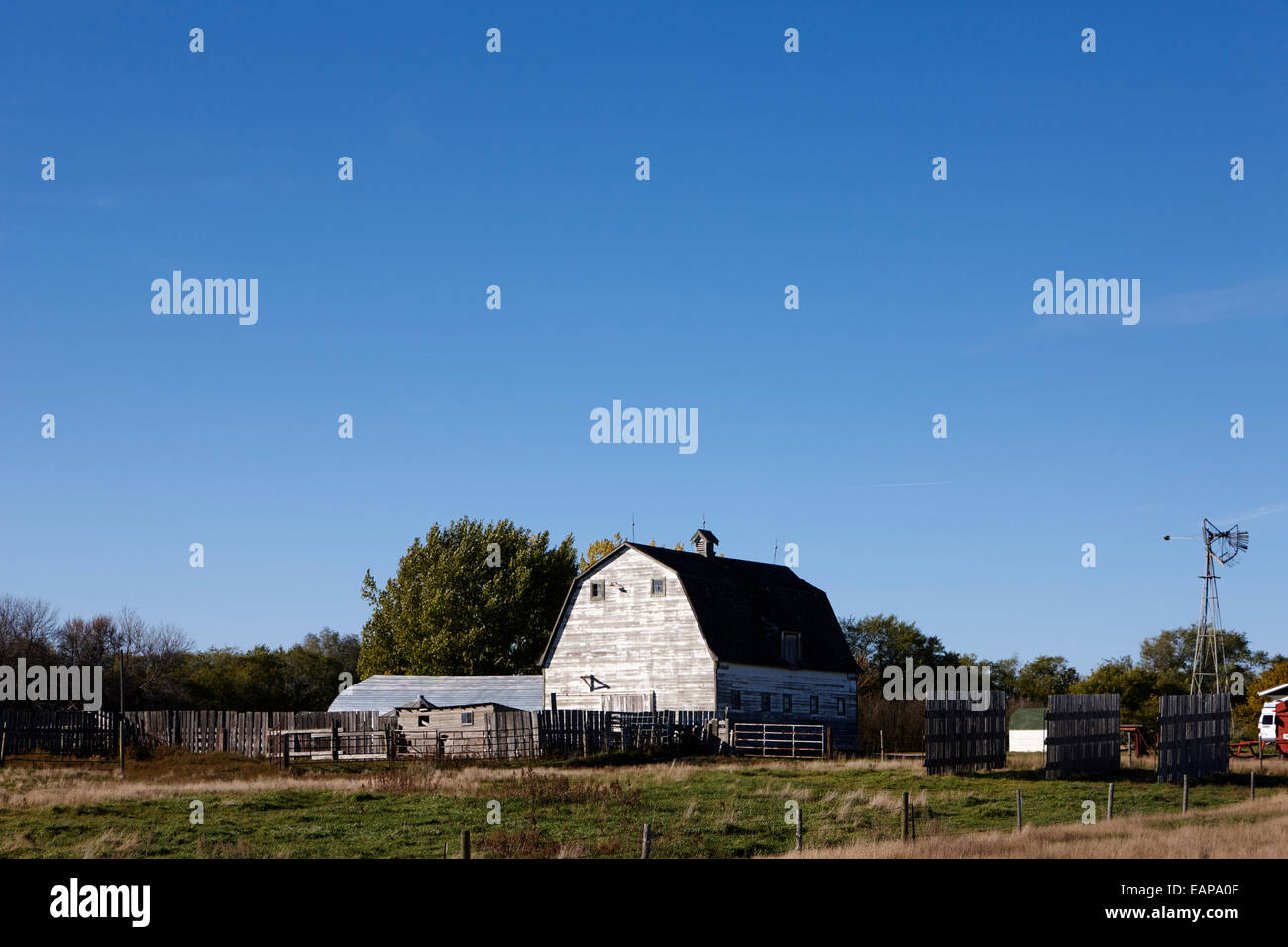 traditional Saskatchewan barn on farm in rural Canada Stock Photo