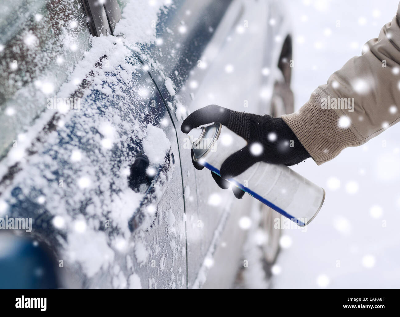 closeup of man hand with lock door deicer Stock Photo Alamy