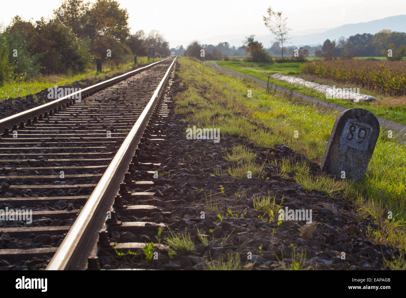 Endless railroad to the horizon Stock Photo