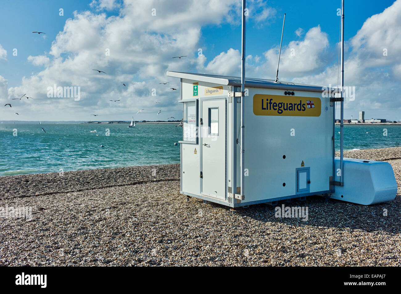 Lifeguards cabin Southsea, Portsmouth Stock Photo