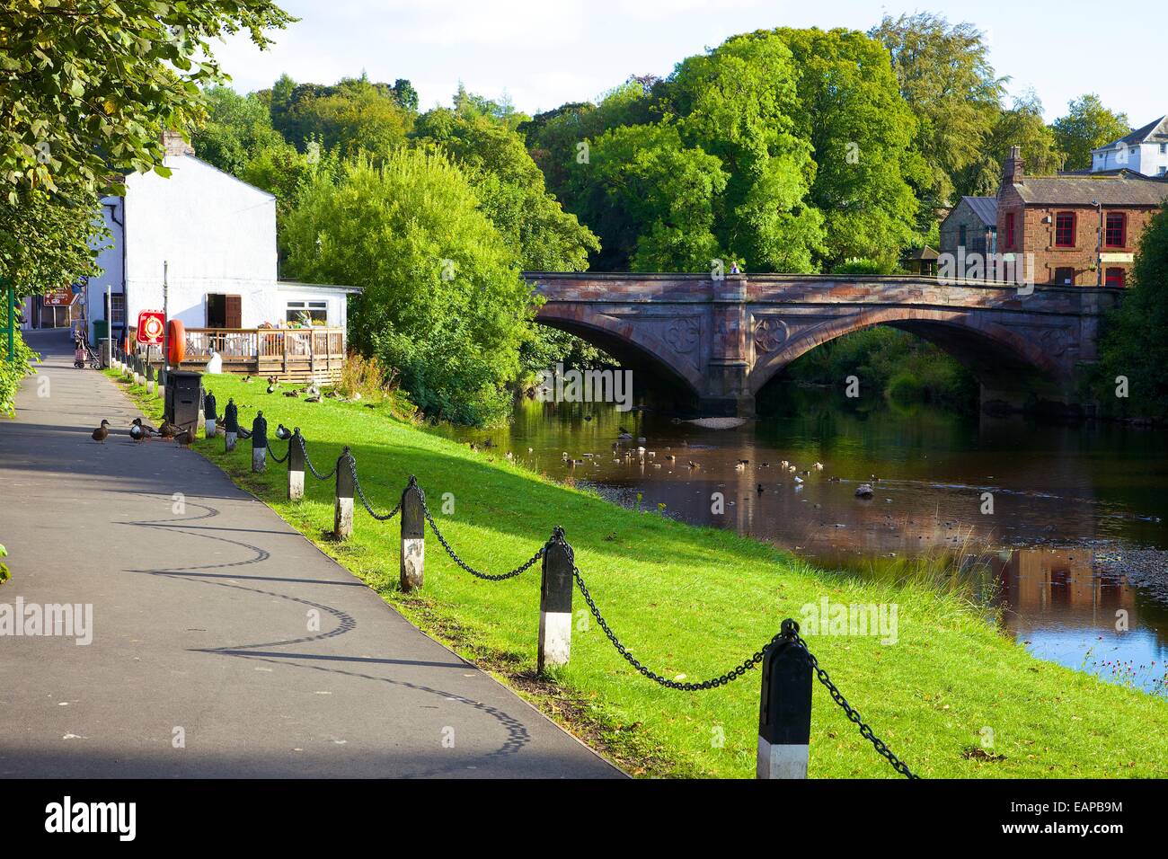 Foot path alongside the River Eden. ApplebyinWestmorland, Cumbria
