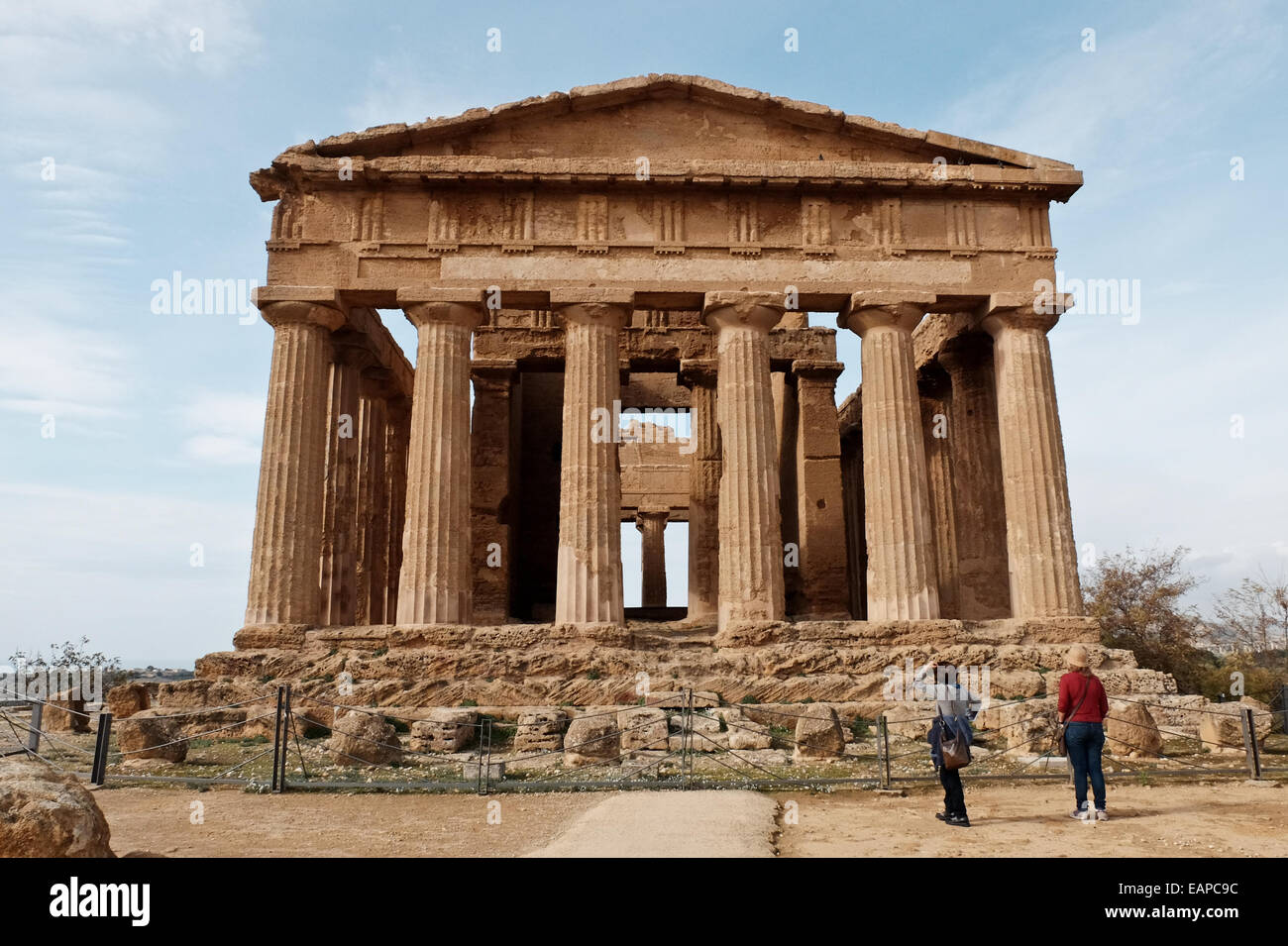 The Valley of the Temples, Valle dei Templi, is an archaeological site near Agrigento included in the UNESCO Heritage Sites list in 1997. With Sicily's fourteen percent unemployment rate, one of the highest in Italy, navigators of the economy look to tourism as a major source of income in the future throughout the island. Stock Photo