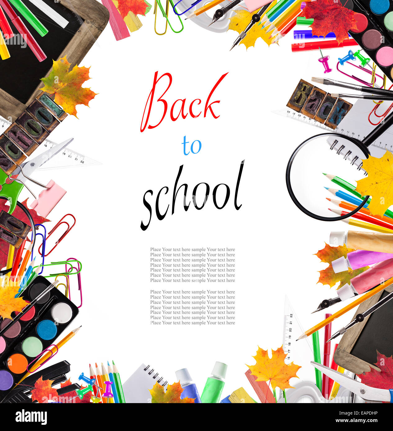 Concept of school tools isolated on white background Stock Photo - Alamy