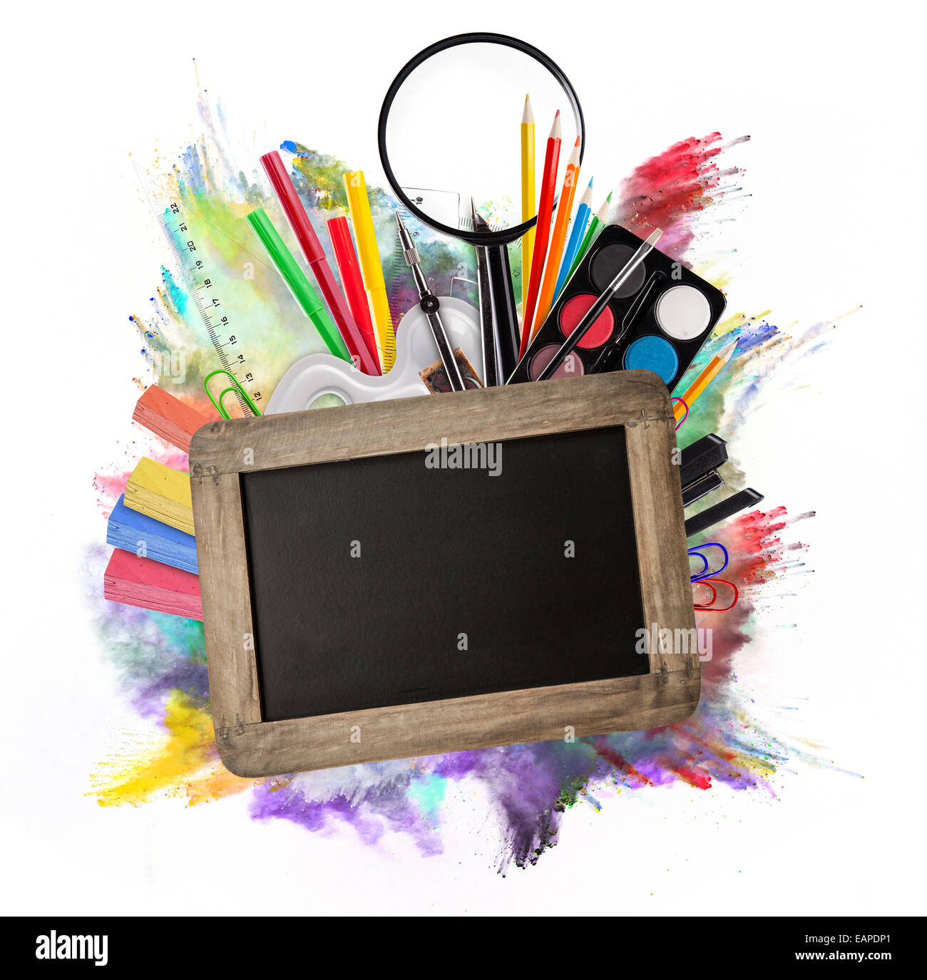 Concept of school tools isolated on white background Stock Photo - Alamy