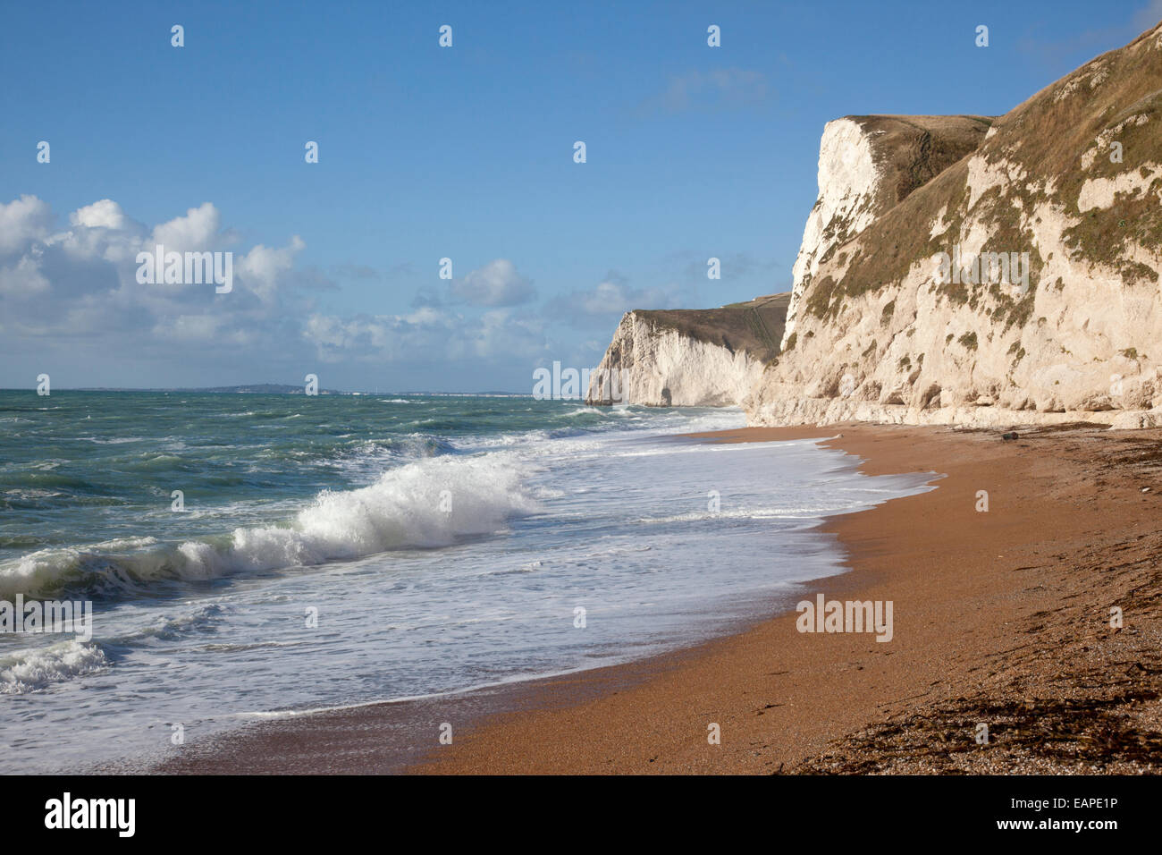Durdle Door beach Dorset on a sunny November day, England, UK Stock Photo
