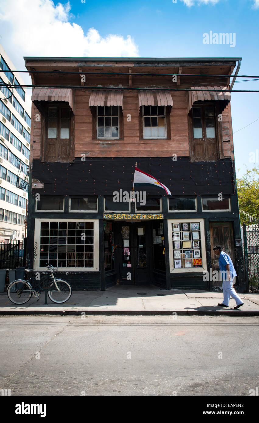 The Spotted Cat Jazz Club. Frenchmen Street. New Orleans, Louisiana Stock Photo