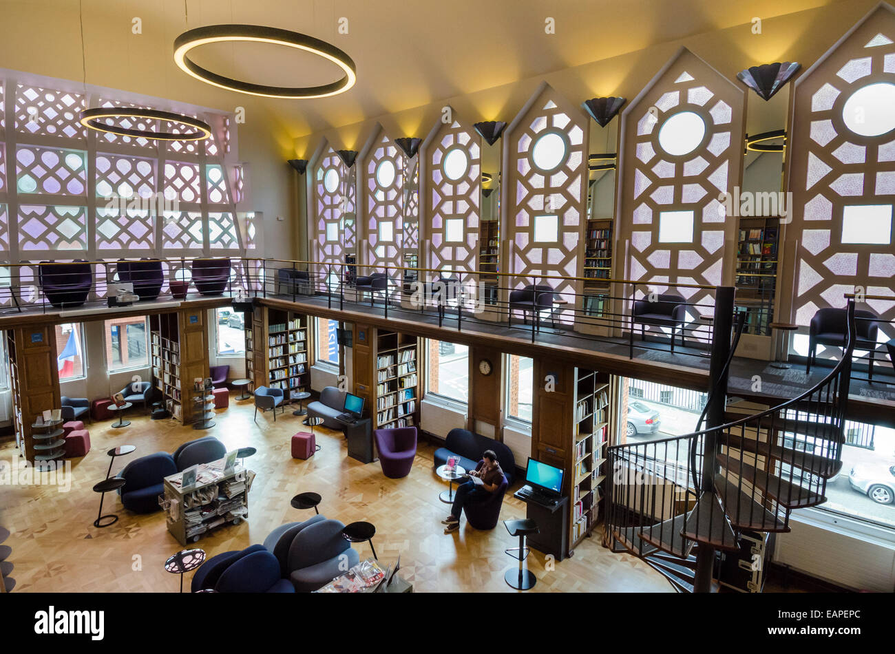 Institut Francais du Royaume-Uni Art Deco reading room. Kensington, London Stock Photo