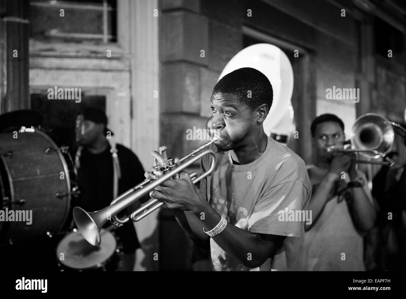 A Jazz band performing on Frenchmen Street. New Orleans, Louisiana