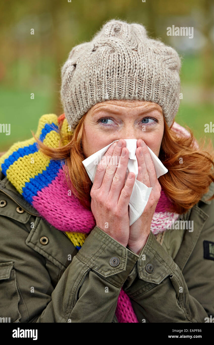 Woman catch a cold Stock Photo Alamy