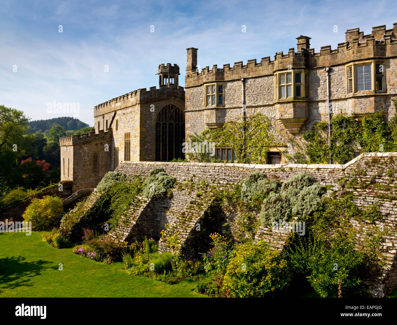 Haddon Hall near Bakewell in the Peak District Derbyshire Dales England UK a medieval house owned by the Duke of Rutland Stock Photo