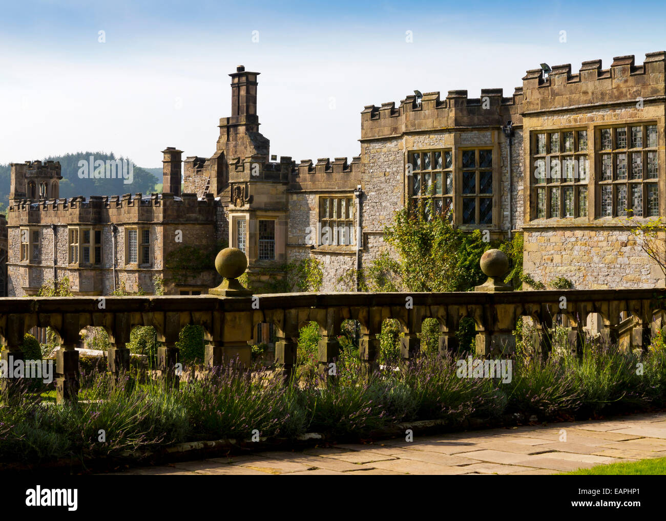Haddon Hall near Bakewell in the Peak District Derbyshire Dales England UK a medieval house