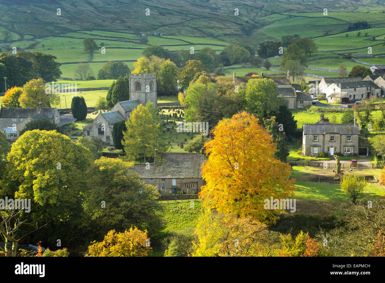 Burnsall village in Wharfedale in The Yorkshire dales, England Stock