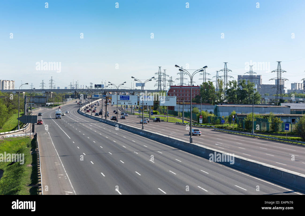Multiple lane road in Moscow at sunny day Stock Photo - Alamy