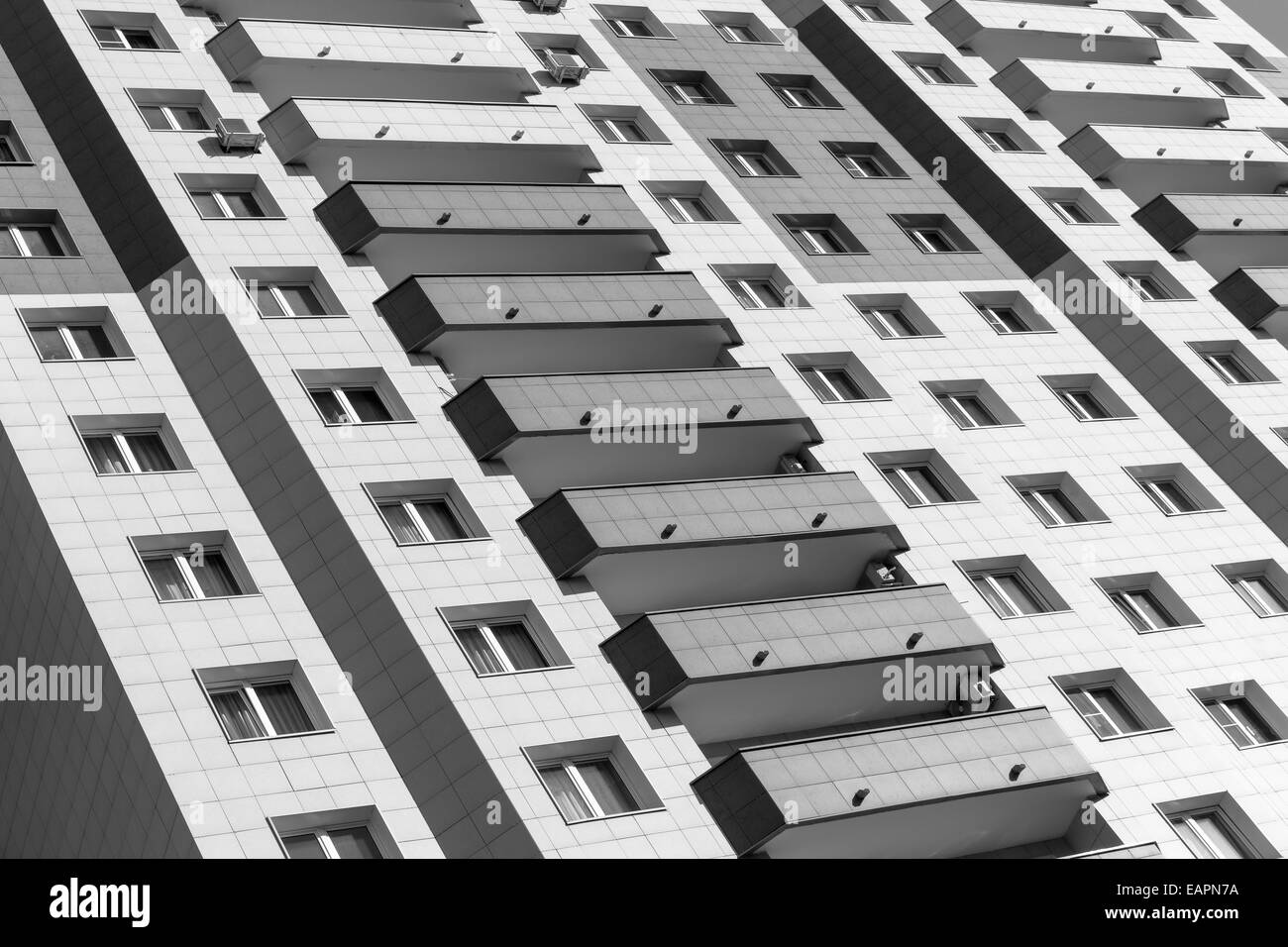 Closeup of the tall residential house Stock Photo