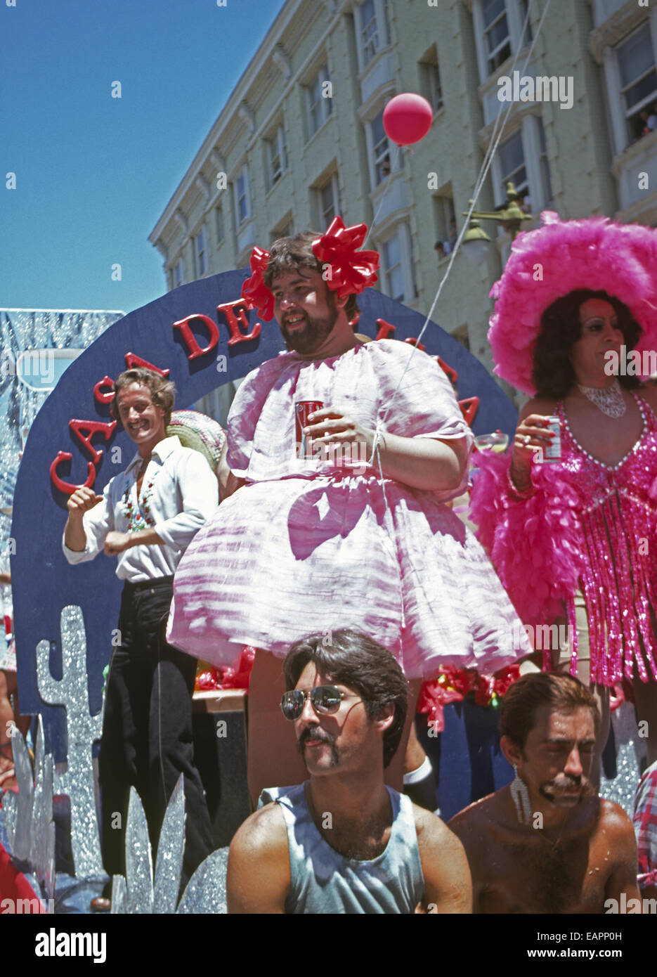 Float in Gay Freedom Day Parade 1976 San Francisco, 1976 Stock Photo