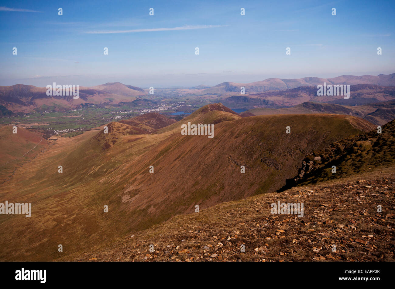 Looking out from Eel Crag, also known as Crag Hill. Beyond the ridge