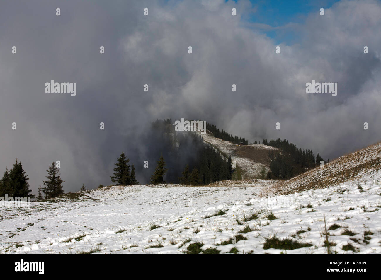 Cloud and snow The Maurerkogel from The Schmittenhohe above Zell am See Pinzgau Salzbergerland Austria Stock Photo