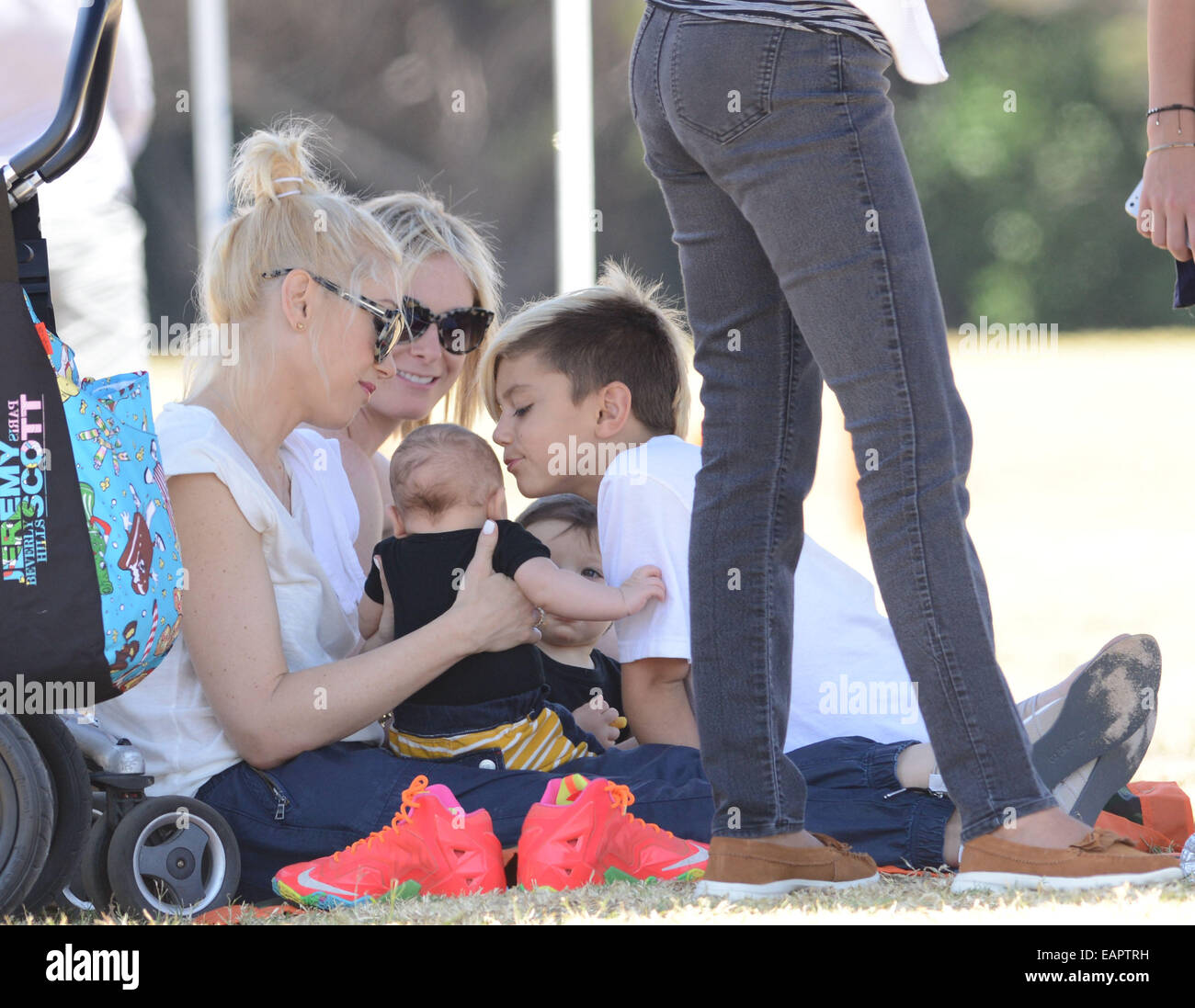Gwen Stefani brings new baby Apollo Rossdale along to watch her older ...