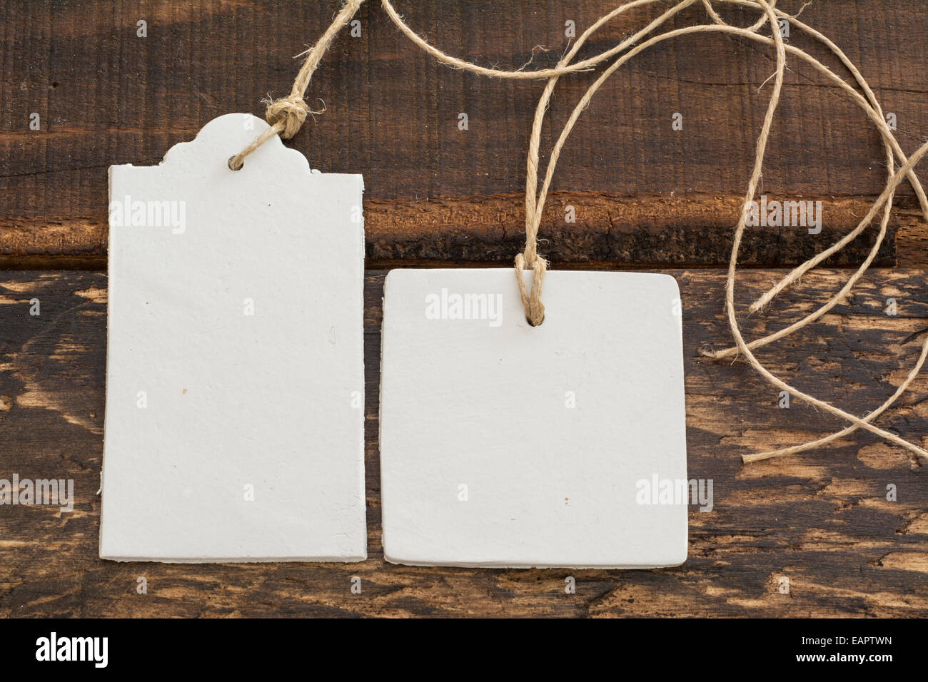 Thread Geometric Labels White labels, lace and rustic wooden background thread in geometric ...