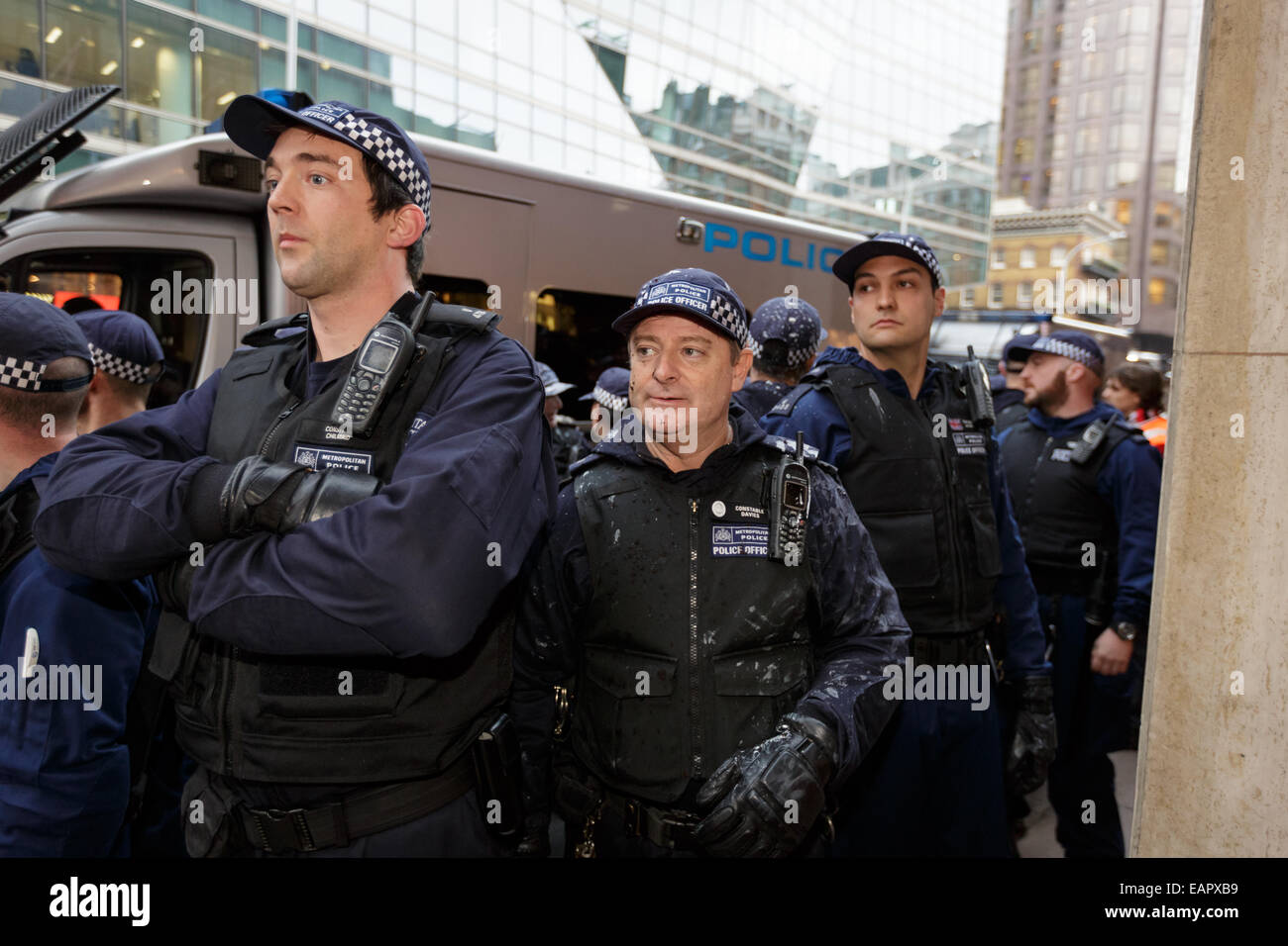 London, UK. 19th November, 2014. Student protester attacked police with ...