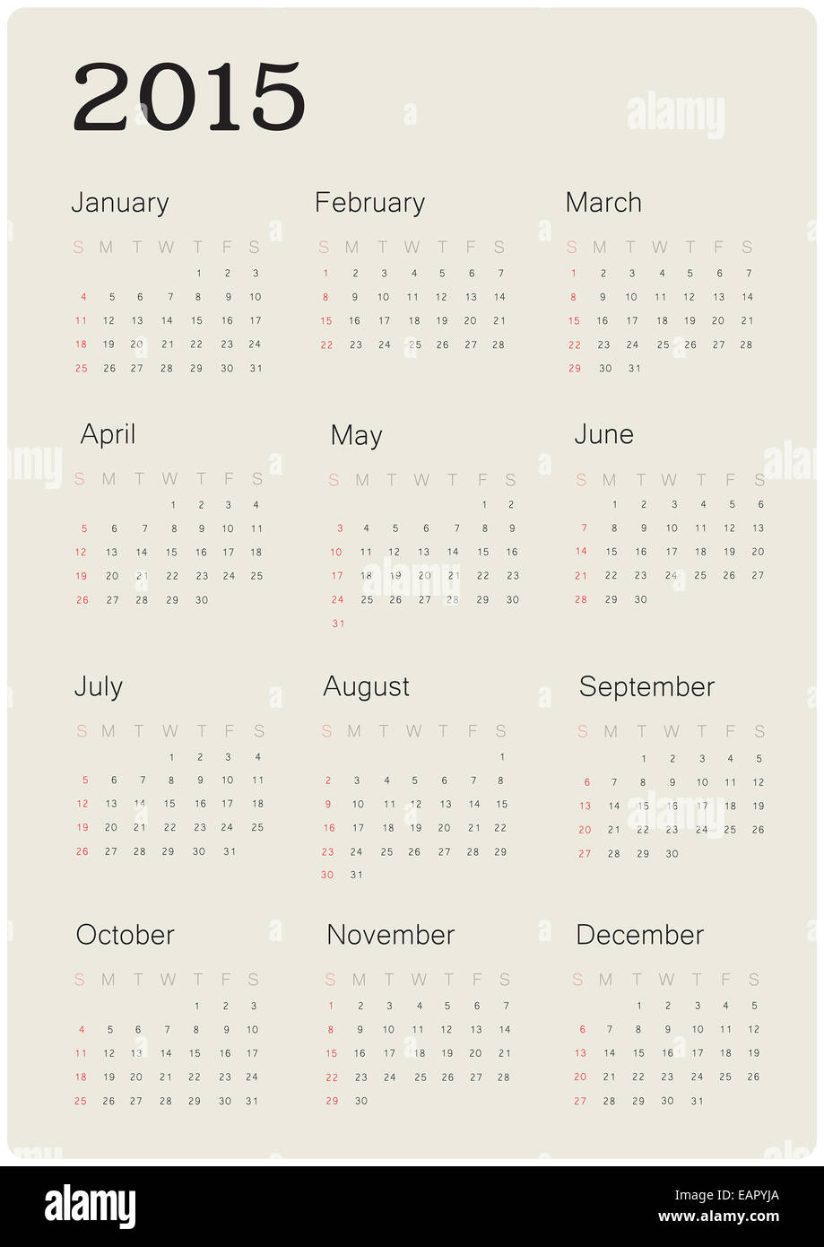 Calendar month 2015 hi-res stock photography and images - Alamy