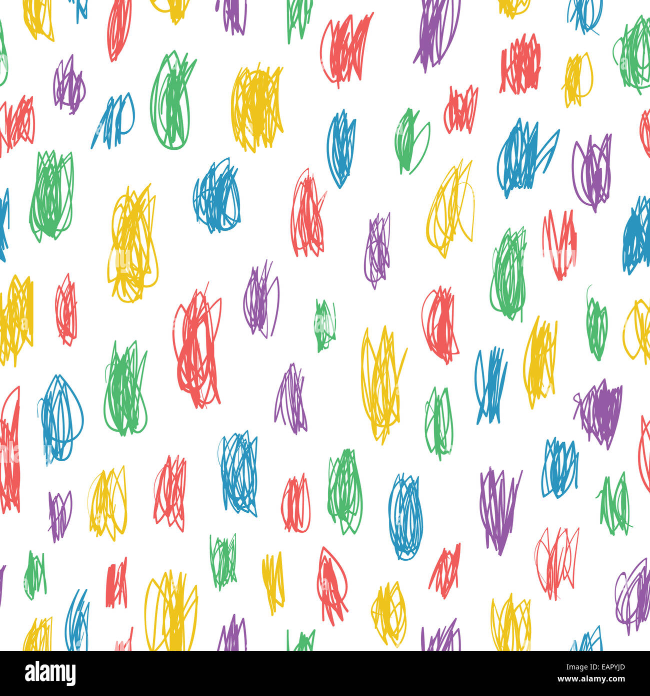 Childish doodles colorful seamless pattern. Vector Stock Photo