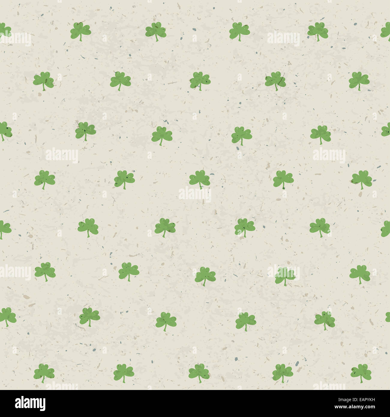 Clover leaf seamless pattern on paper texture. Vector, EPS10 Stock Photo