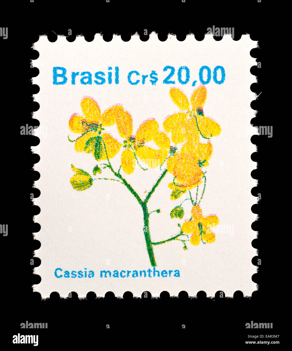 Postage stamp from Brazil depicting cassia (Cassia macranthera) Stock Photo