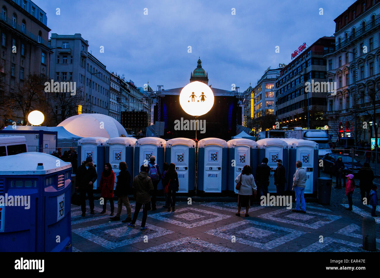 Preparations for the evening 'Again 89' concert at Wenceslas Square in Prague, Czech Republic, on Monday, November 17, 2014.  (CTK Photo/Libor Sojka) Stock Photo