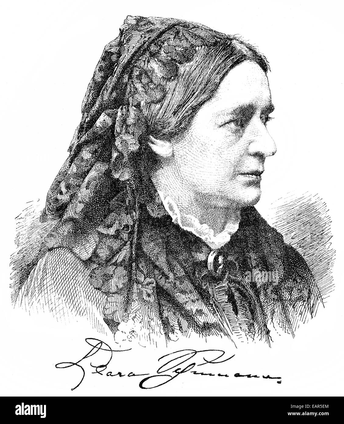 Clara Josephine Schumann, 1819-1896, German pianist and composer, Portrait von Clara Josephine Schumann, 1819 - 1896, eine deuts Stock Photo