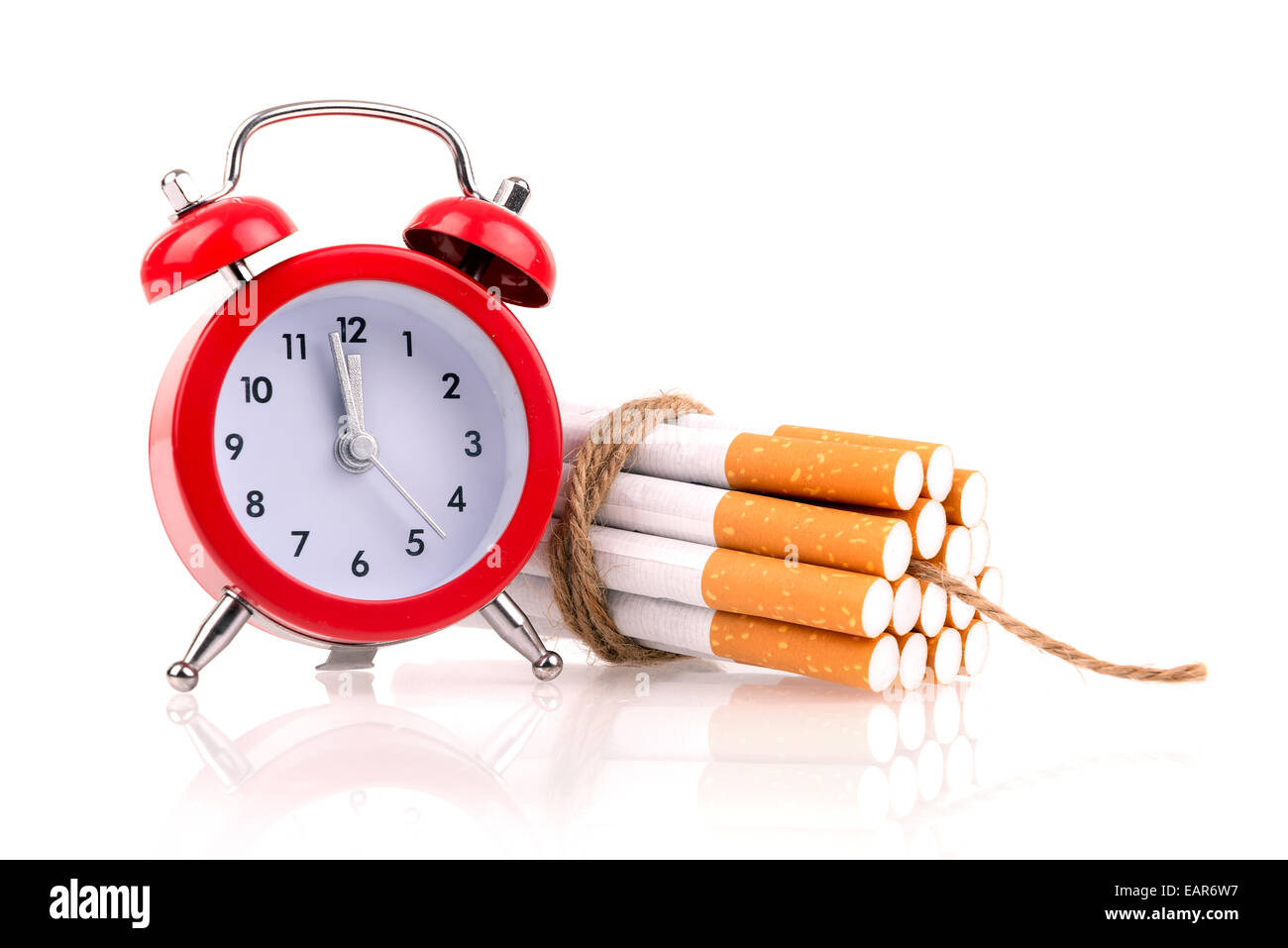 Home made bomb made with an alarm clock and cigarettes Stock Photo