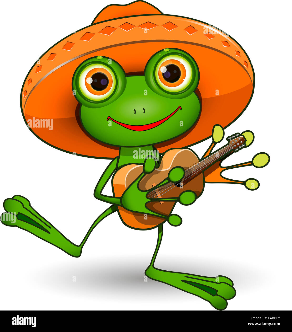 Illustration frog in a sombrero with a guitar Stock Photo